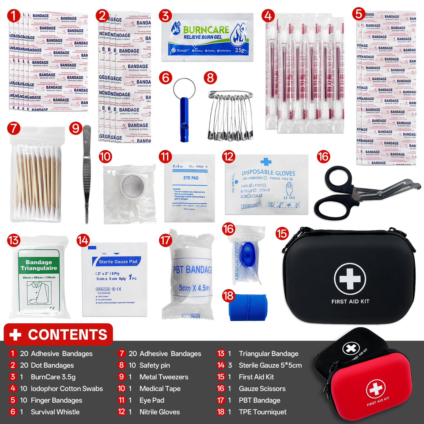 91pcs Portable Emergency First Aid Kit for Travel